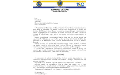 EMERGENZA CORONAVIRUS: DIRETTIVE DEL MULTIDISTRETTO E DEL DISTRETTO