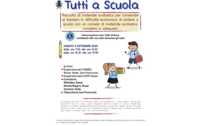 Tutti a scuola’: colletta di articoli di cancelleria per famiglie in difficoltà – LC Russi, 31 agosto 2020