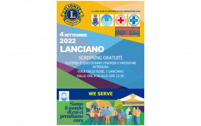 Screening gratutiti – LC Lanciano, 4 settembre 2022