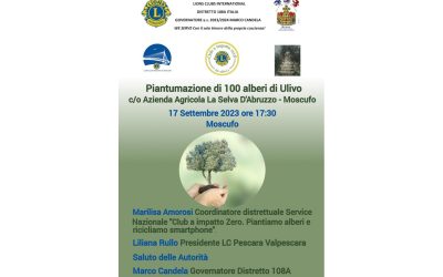 Piantumazione di 100 alberi – LC Pescara Valpescara, 17 settembre 2023