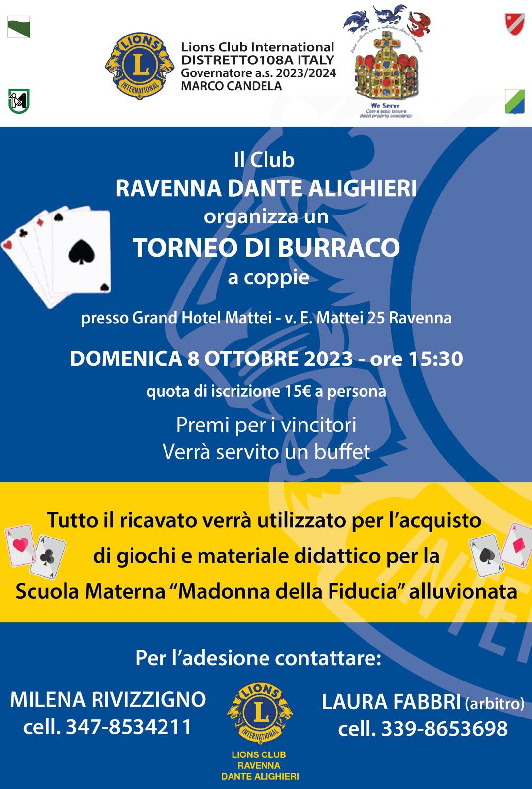Torneo di Burraco – LC Ravenna Dante Alighieri, 8 ottobre 2023