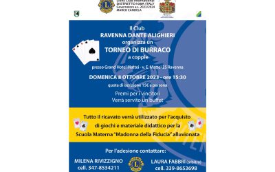 Torneo di Burraco – LC Ravenna Dante Alighieri, 8 ottobre 2023