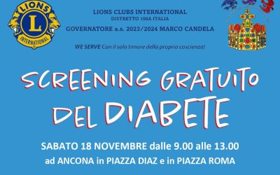 Screening diabete – LC Ancona Colle Guasco e Ancona la Mole, 18 novembre 2023