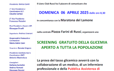 Screening gratuito della glicemia – LC Russi, 6 aprile 2025