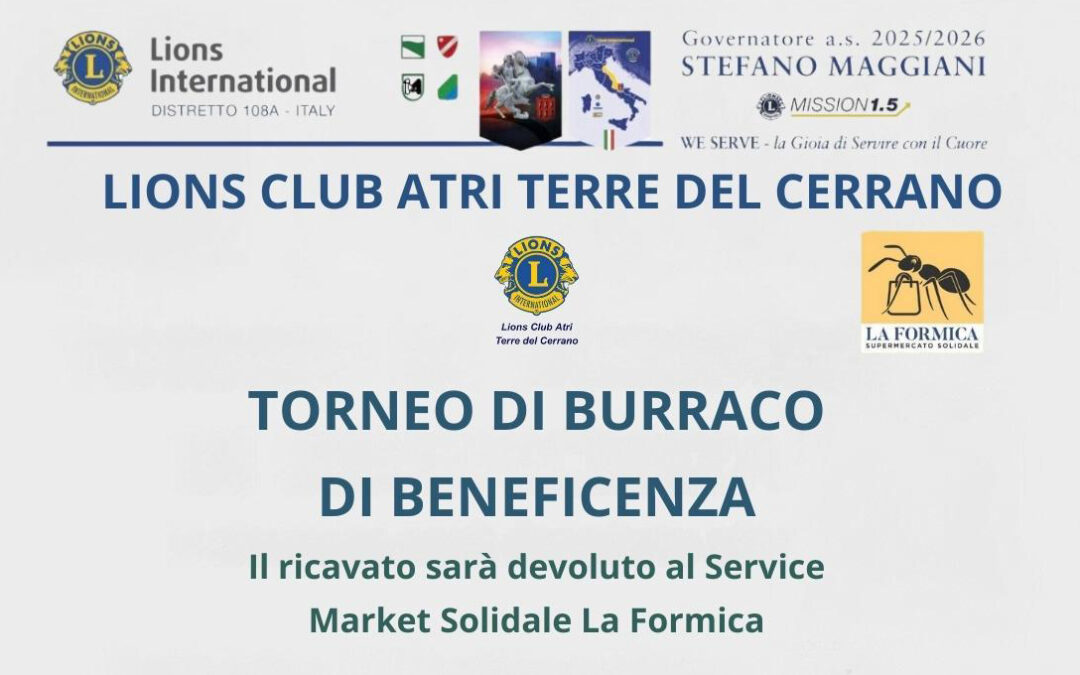 Torneo di Burraco – LC Atri Terre del Cerrano, 6 settembre 2025