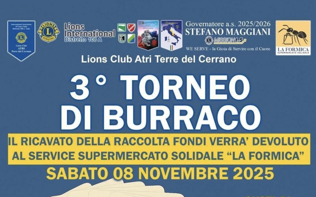Torneo di Burraco – LC Atri Terre del Cerrano, 8 novembre 2025