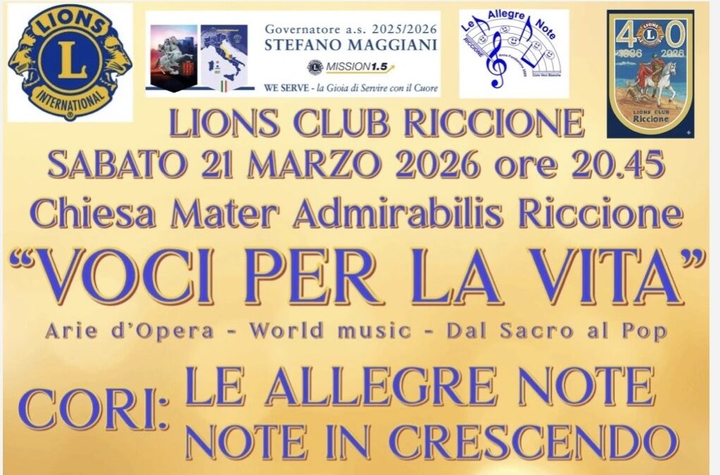 Voci per la vita &ndash; LC Riccione, 21 marzo 2026