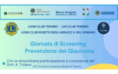 Screening Glaucoma – LC Teramo, LC Roseto degli Abruzzi Valle del Vomano, Leo Club Teramo, 11 ottobre 2026